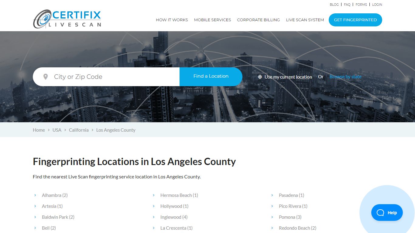 Los Angeles County Live Scan Fingerprinting Locations