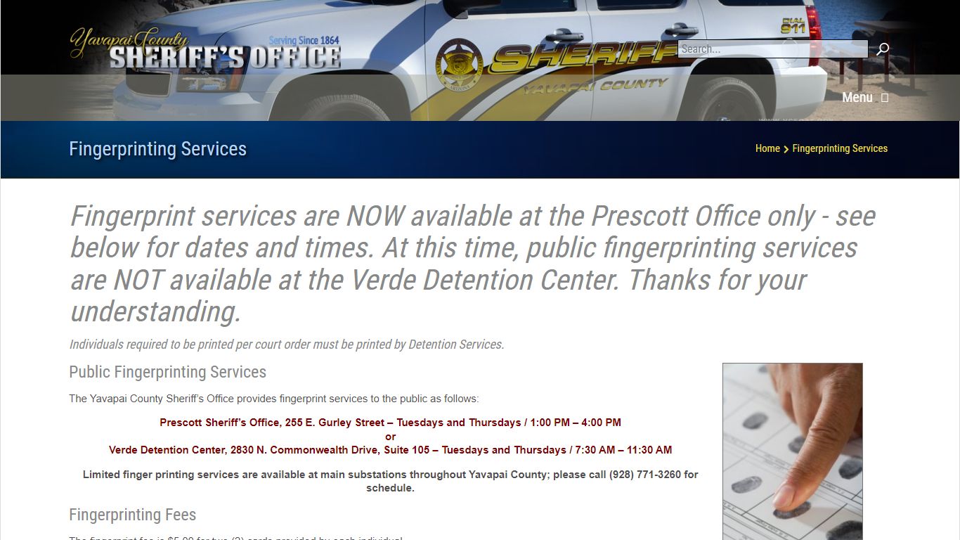 Fingerprinting Services - Yavapai County Sheriff's Office